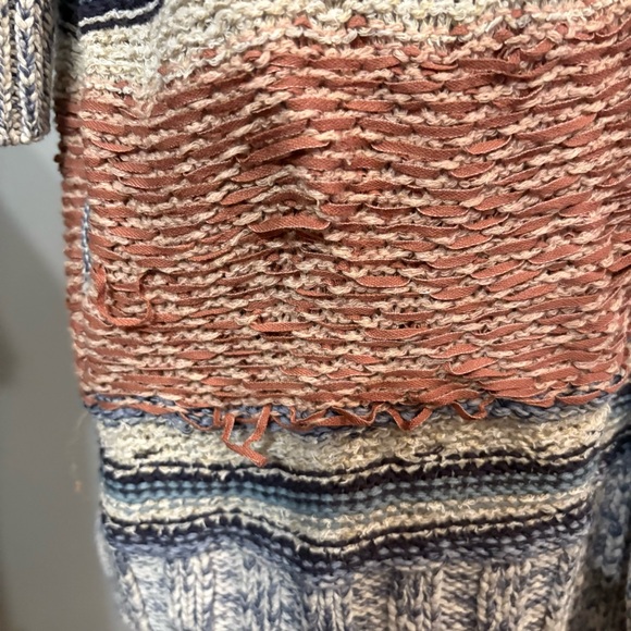 American‎ Eagle Distressed Brown Navy Blue White Striped Cardigan (Women's M) - Picture 8 of 10